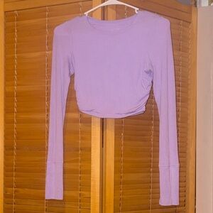 Lavender Long Sleeve Crop Top w/ Thumb Hole